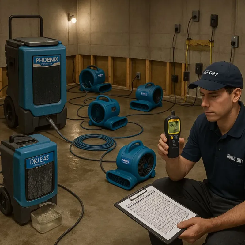 Structural Drying and Dehumidification process in Milford, ME